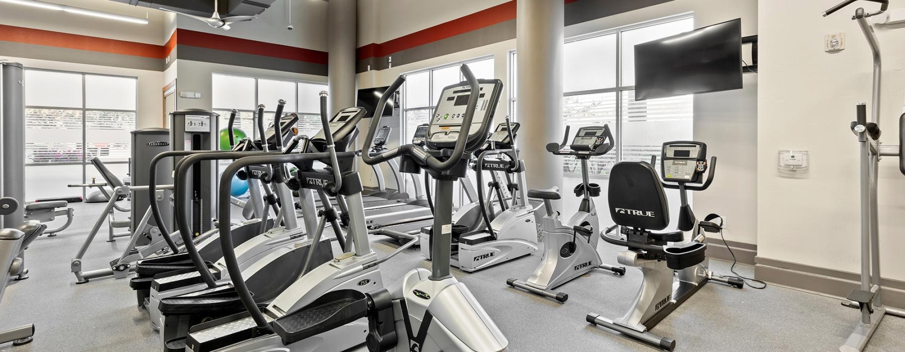 a gym with exercise equipment