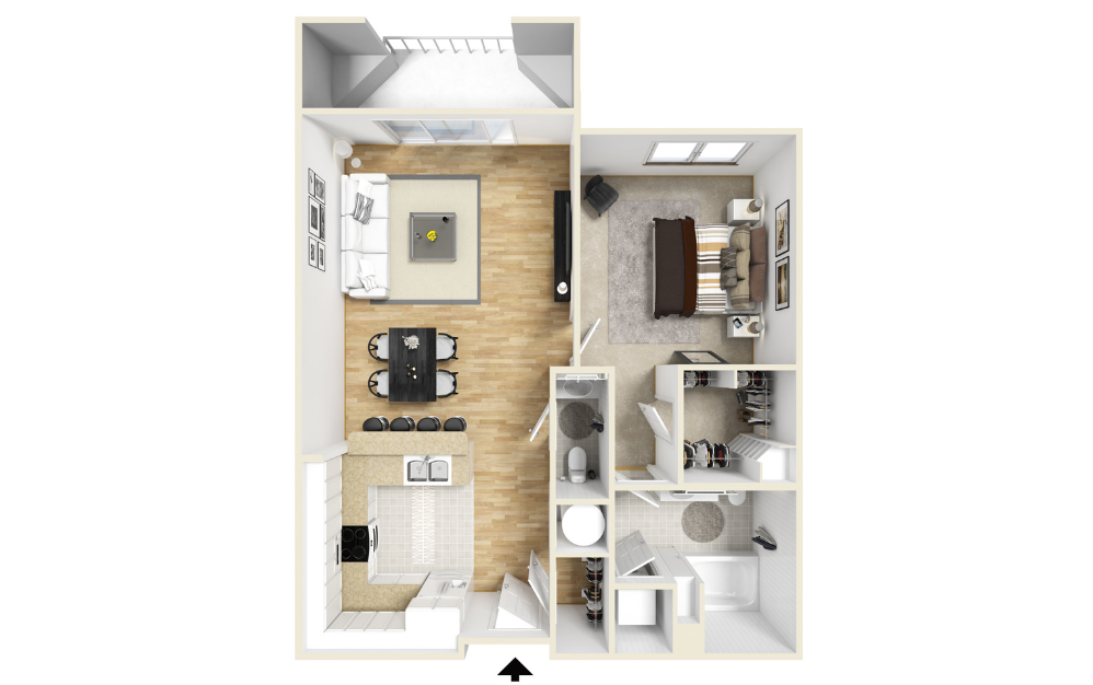 Flagstone FB - 1 bedroom floorplan layout with 1 bathroom and 783 square feet