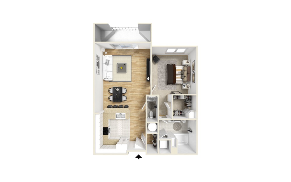 Flagstone FB Reno - 1 bedroom floorplan layout with 1 bathroom and 783 square feet