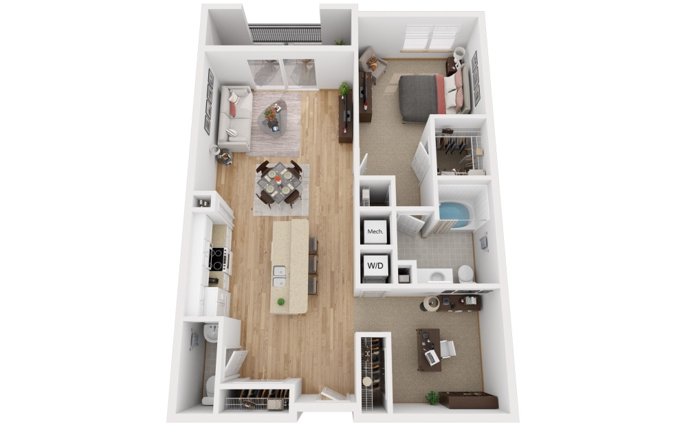 Granite w/ Den - 1 bedroom floorplan layout with 1 bathroom and 1028 square feet Granite w/ Den - 1 bedroom floorplan layout with 1 bathroom and 1028 square feet