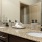 a bathroom with a large mirror