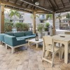 patio with a table and chairs